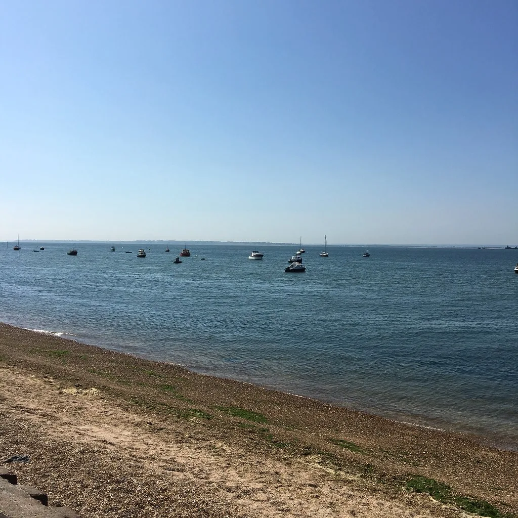 The beach at Shoebury Common, beside the promenade where the Rudolph Run has its race HQ
